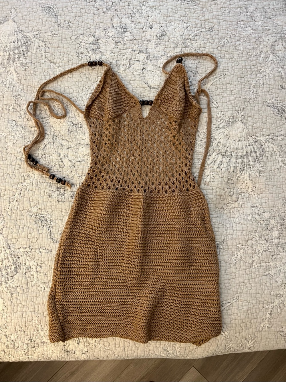 Crochet Knit Swim Coverup Dress